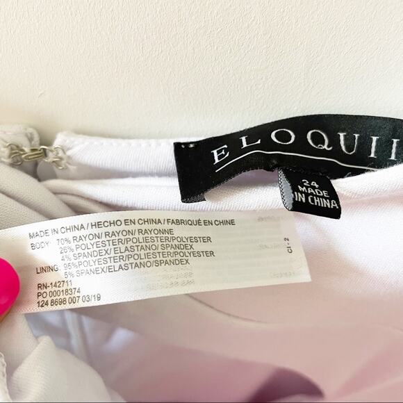 NWT Eloquii White Twist Front Cut Out Elbow Sleeve Sheath Dress - Picture 6 of 7